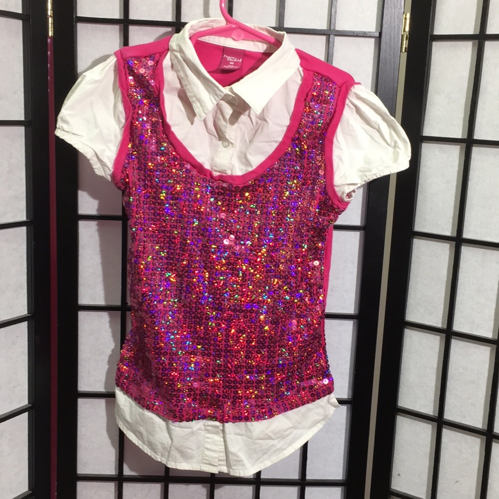 Forever Orchid Sequin Layered Look Sequin Top 10